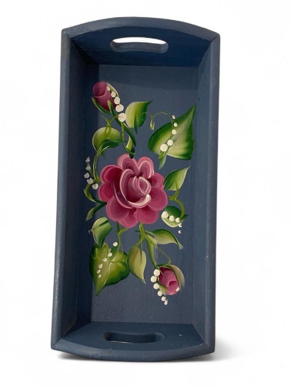 Hand-Painted Floral Wooden Tray